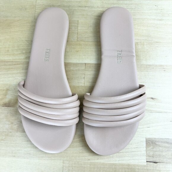 Tkees Slide Sandal Serena Nude Beige‎ "Pout" Leather Brazil Shoes Size 7 / 38 - Picture 1 of 9
